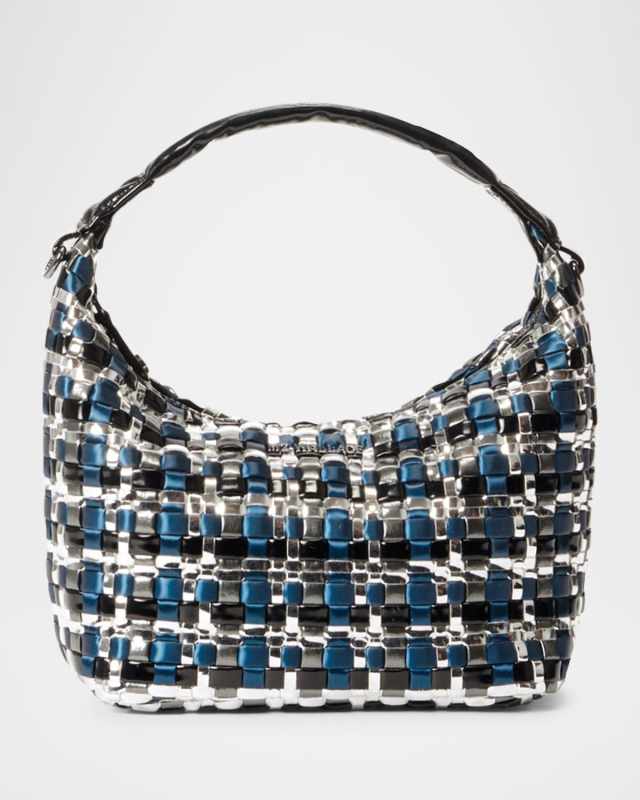 Mini Metallic Woven Leather Hobo Bag